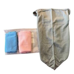 Kids Multicolor Set Of 3 Neck Gaiter Face Bandana Blue Gray Pink